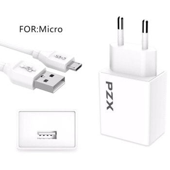 Зарядно устройство PZX C882E, от контакт към 1x USB Type-A(ж), 3.1A, бяло, с включен USB Micro кабел | JAR Computers PZX C882E Micro USB 110291