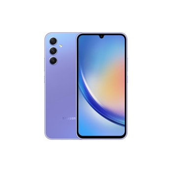 Смартфон Samsung Galaxy A34 (Awesome Violet), поддържа 2 sim карти, 6.6" (16.76 cm) AMOLED 120Hz дисплей, осемядрен Mediatek MT6877V 2x 2.6GHz & 6x 2.0GHz, 6GB RAM, 128GB Flash памет, 48.0 + 8.0 + 5.0 & 13.0 MPix камери, Android, 199 g | JAR Computers смартфон samsung galaxy a34 sm-a346b 128gb violet
