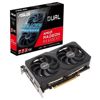 Видео карта AMD Radeon RX 6500 XT, 4GB, ASUS Dual OC Edition (DUAL-RX6500XT-O4G), PCI-E 4.0, GDDR6, 64-bit, DP, HDMI | JAR Computers Видео карта ASUS Dual Radeon RX 6500XT 4GB OC