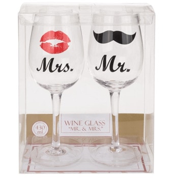 Комплект чаши за вино Out of the Blue Mr. & Mrs., 2 броя, 430 мл, стъклени, прозрачни | JAR Computers Out of the Blue Mr. & Mrs. 430ml 78/7862