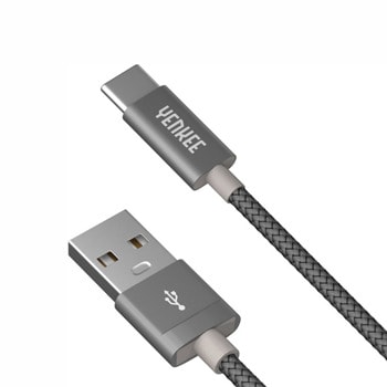 Кабел Yenkee 45013684, от USB A(м) към USB C(м), 2m, сив | JAR Computers Yenkee 45013684