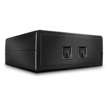 Аудио превключвател Lindy LNY-70436, от 2x Toslink(ж) към 1x Toslink(ж), стандарти PCM/LPCM и bitstream на Dolby AC-3, Dolby 5.1, Dolby Digital, DTS и ADAT, черен | JAR Computers LINDY 70436 TosLink (SPDIF) 2 порта