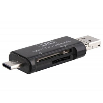 Четец за карти TNB 3 In 1 TCREAD3IN1, USB-A 2.0, microSD/SDHC/SDXC, черен image