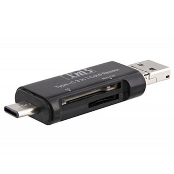 Четец за карти TNB 3 In 1 TCREAD3IN1, USB-A 2.0, microSD/SDHC/SDXC, черен | JAR Computers TNB 3 In 1 TCREAD3IN1