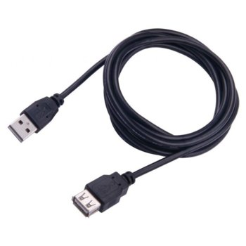 Кабел SBOX USB-1022, USB Type A(м) към USB Type A(ж), 2m, черен | JAR Computers SBOX USB-1022 Кабел USB 2.0 A-A M/M 2 м черен