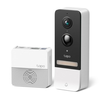 Смарт видео звънец TP-Link Tapo D230S1, аларма против кражба, IP64 устойчивост, управление с гласов асистент Google и Alexa, бял | JAR Computers Смарт видео звънец TP-Link Tapo D230S1