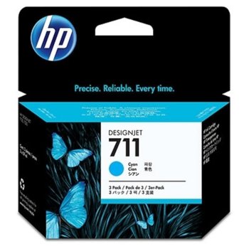 Касета ЗА HP DesignJet T120/T520 - Cyan - 3 Pack - 711 - P№ CZ134A Заб.: 29ml | JAR Computers HP 711 (CZ134A) Cyan