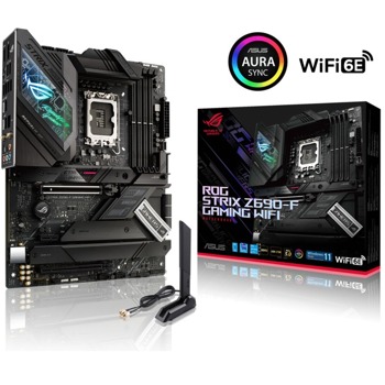 Дънна платка Asus ROG Strix Z690-F Gaming WIFI (90MB18M0-M0EAY0), Z690, LGA1700, DDR5, PCI-E 5.0, 6x SATA 6Gb/s, 4x M.2, 1x USB 3.2 Gen 2x2, Wi-Fi, Bluetooth, ATX | JAR Computers ASUS ROG STRIX Z690-F GAMING WIFI