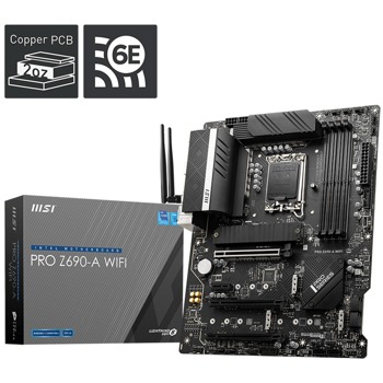Дънна платка MSI PRO Z690-A WIFI, Z690, LGA1700, DDR5, PCI-E 5.0 (DP, HDMI)(CF), 6x SATA 6Gb/s, 4x M.2, 1x USB 3.2 Gen 2x2 Type C, Wi-Fi, Bluetooth, ATX | JAR Computers MSI PRO Z690-A WIFI