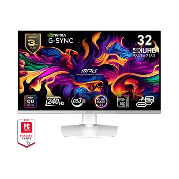 Монитор MSI MPG 321URXW, 31.5" (80.01 cm), QD-OLED панел, 240Hz, 4K/UHD, 0.03ms, 1 500 000:1, 250cd/m2, DisplayPort, HDMI, USB | JAR Computers MSI MPG 321URXW QD-OLED