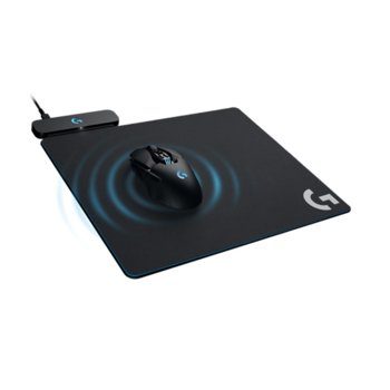 Подложка за мишка Logitech POWERPLAY, гейминг, безжично зареждане на мишката посредством пада, 2 повърхности, програмируема подсветка, за G703 и G903, USB, черна, 344 x 321 x 4.3мм image
