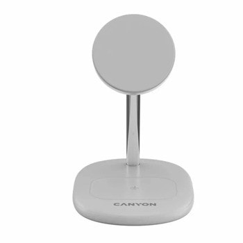 Безжично зарядно Canyon WCS-205, от USB-C(ж) към безжично зареждане, 9V/3A, бяло, 15W | JAR Computers Canyon WCS-205 White CNS-WCS205W