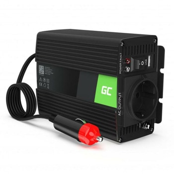 Инвертор Green Cell INV24, 150W, от DC 24V към AC 230V, модифицирана синусоида, за кола | JAR Computers Green Cell 24V to 230V 150W 300W INV28