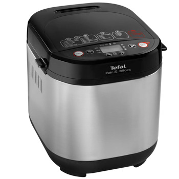 Хлебопекарна Tefal Pain & Delices PF240E38, 720W, LCD дисплей, 3 нива на изпичане, 20 програми, инокс | JAR Computers Tefal PF240E38