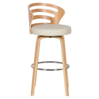 Бар стол Carmen 4041, до 100кг, дърво/дамаска, дървена база, бук, крем image