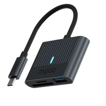 Четец на карти Rapoo UCR-3001, USB C, слот за SD карта, слот за MicroSD карта, USB, черен | JAR Computers четец на карти rapoo ucr 3001