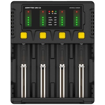 Зарядно устройствo Armytek Uni C4 Plug Type C (A04501C), за батерии 4 x 10440, 14500, 16340, 18350, 18650, 26650, 32650, AAAA, AAA, AA, C, D, 4.2V/2А image