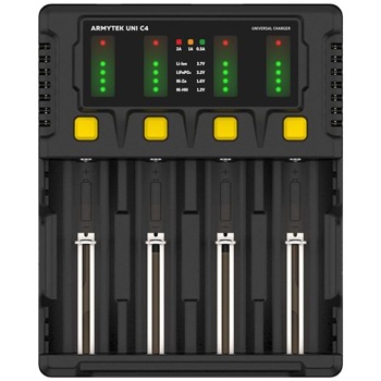 Зарядно устройствo Armytek Uni C4 Plug Type C (A04501C), за батерии 4 x 10440, 14500, 16340, 18350, 18650, 26650, 32650, AAAA, AAA, AA, C, D, 4.2V/2А | JAR Computers Armytek Uni C4 Plug Type C A04501C