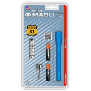 Фенер Mini MAGLITE M3A116U, 2 батерии AAA, 9 lm, водоустойчивост, син | JAR Computers Фенер Mini MAGLITE M3A116U