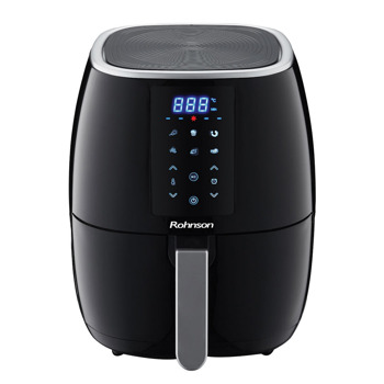 Фритюрник с горещ въздух Rohnson Air Fryer R-2837, вместимост 5 l, автоматично изключване и сигнал за готовност на ястието след приключване на готвенето, цветен дигитален контролен панел, 1500W | JAR Computers фритюрник rohnson air fryer r-2837