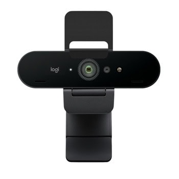 Уеб камера Logitech Brio 4K, с 2 микрофона, 4K/UHD (3840x2160@30fps), 13MP, 5x Digital zoom, защитен капак на обектива, USB-C, черна | JAR Computers Logitech Brio 4K Graphite 960-001718
