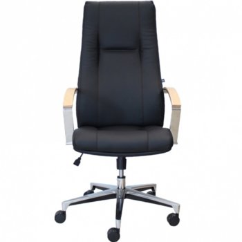 Директорски стол King Steel, люлеещ механизъм, хромирани подлакътници, черен | JAR Computers Стол King Steel черен