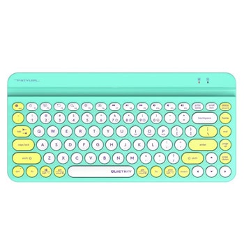 Клавиатура A4Tech Fstyler FBK30, безжична, нископрофилни бутони, свързване с до 4 устройства, място за поставяне на смартфон, синя, Bluetooth, USB | JAR Computers A4Tech Fstyler FBK30 Avocado
