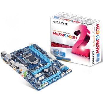 Дънна платка Gigabyte H67MA-D2H, H67, LGA1155, DDR3, 2xPCI-E(CF)(HDMI & DVI), SB7.1, Lan1000, SATA RAID 0,1,5,10, 2xSATA 6Gb/s, 2xUSB3.0, mATX | JAR Computers Gigabyte H67MA-D2H