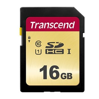 Карта памет 16GB SDHC, Transcend 500S, Class 10 UHS-I, скорост на четене 95MB/s, скорост на запис 65MB/s image