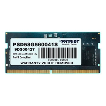 Памет 8GB DDR5 5600MT/s, SO-DIMM, Patriot Signature (PSD58G560041S), 1.1V | JAR Computers Patriot PSD58G560041S