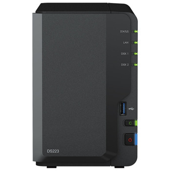 Мрежови диск (NAS) Synology DS223, четириядрен Realtek RTD1619B 1.7GHz, 2GB DDR4, 2x 3.5"/2.5", 1x 1GbE LAN, 3x USB 3.0 | JAR Computers Synology DS223