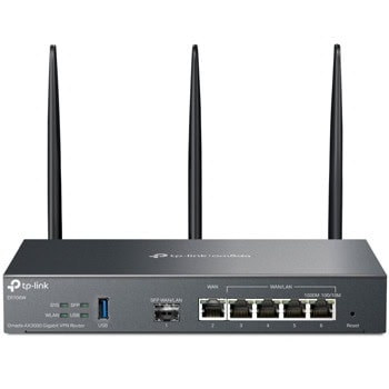 Рутер TP-Link Omada ER706W, 3000Mbps, 2.4(574Mbps) / 5GHz (2402Mbps), Wireless AX, 4x WAN/LAN 100/1000Mbps,1x WAN 100/1000Mbps, 1x 100/1000Mbps SFP, 1x USB 3.0, 3x външни антени, 128MB Flash памет, 512MB DDR4, VPN | JAR Computers TP-Link Omada ER706W