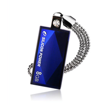 Памет 8GB USB Flash, Silicon Power Touch 810, Swarowski, синя | JAR Computers 8GB USB Flash SILICON POWER