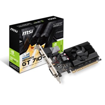 Видео карта Nvidia GeForce GT 710, 1GB, MSI GT 710 1GD3 LP, PCI-E 2.0, DDR3, 64 bit, HDMI, DVI, D-Sub | JAR Computers MSI GT710 1GD3 LP