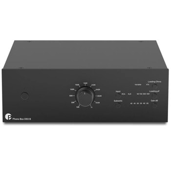 Предусилвател Pro-Ject Audio Systems Phono Box DS3 B, за грамофон, безстепенно регулиране на импенданса, 1x mini-XLR, 1x XLR-in, 1x RCA, 1x XLR-out, 1x RCA-out, черен | JAR Computers Pro-Ject Audio Systems Phono Box DS3 B Black