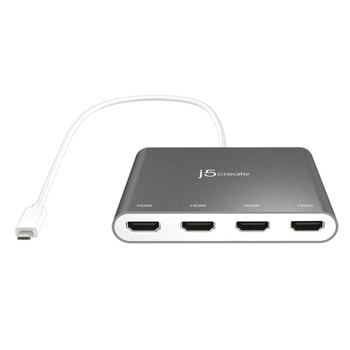 Адаптер j5create JCA366, от USB-C(м) към 4x HDMI(ж), сив, 1080p@60Hz | JAR Computers j5create JCA366