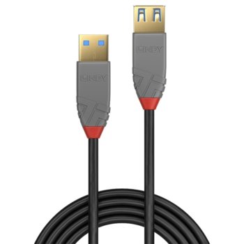 Кабел Lindy Anthra Line, от USB Type-A 3.0 (м) към USB Type-A 3.0 (ж), 2.0 м, черен | JAR Computers USB A 3.0 (м) към USB A 3.0 (ж) 2.0 м LNY-36762