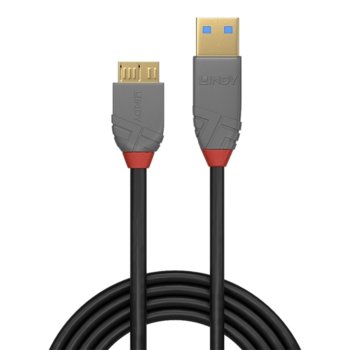 Кабел Lindy Anthra Line, от USB Type-A 3.0 (м) към USB Micro-B 3.0 (м), 2.0 м, черен | JAR Computers USB A 3.0 (м) към USB Micro-B 3.0 (м) 2.0 м