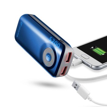 Външна батерия/power bank/ Cellular Line Free Power Dual, Двоен USB изход, 5 200 mAh, синя/черна/розова | JAR Computers Cellular Line Free Power Dual IT3400