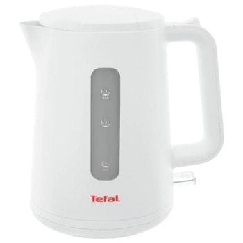 Електрическа кана Tefal KO200130, вместимост 1.7 литра, въртяща се основа 360°, автоматично отваряне на капака, 2400W, бял | JAR Computers Tefal KO200130