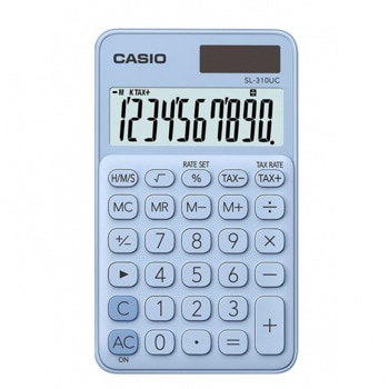 Калкулатор Casio SL-310UC, 10 разряден дисплей, джобен, изчисляване на %, бутон за бърза корекция, светлосин | JAR Computers Калкулатор Casio SL-310UC Light Blue