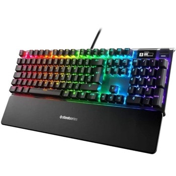 Клавиатура SteelSeries Apex Pro, гейминг, механична, OmniPoint Adjustable switches, RGB подсветка, UK layout, черна, USB | JAR Computers Steelseries Apex Pro UK Layout