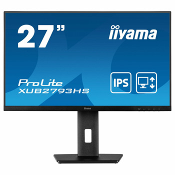 Монитор IIYAMA ProLite XUB2793HS-B6, 27" (68.58 cm) IPS панел, 100Hz, Full HD, 4ms, 80 000 000:1, 250 cd/m2, DisplayPort, HDMI | JAR Computers IIYAMA XUB2793HS-B6