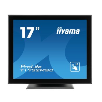 Дисплей Iiyama T1732MSC-B5X, тъч дисплей, 17" (43.18 cm), SXGA, HDMI, VGA, Displayport image