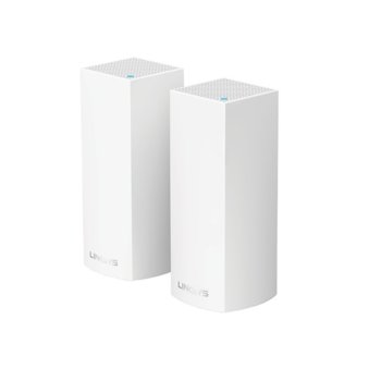 Рутер Linksys WHW0302, 2134Mbps, 2.4GHz/5GHz/5GHz(867+867+400Mbps), Tri-Band AC2200, 2x WAN/LAN auto-sensing Gigabit Ethernet ports, 6x вътрешни антени, четириядрен 716MHz процесор, 4GB Flash памет, 512MB RAM, 2x устройства | JAR Computers Linksys ELOP Whole Home Mesh Wi-Fi System WHW0302