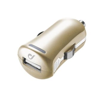Зарядно устройство Cellular Line Unique Design, от автомобилна запалка към USB-A(ж), 2A, златист | JAR Computers Cellular Line Unique Design 12V Златно