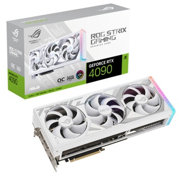 Видео карта Nvidia GF RTX 4090, 24GB, Asus ROG Strix White OC, PCI-E 4.0, GDDR6X, 384-bit, DisplayPort, HDMI | JAR Computers Asus ROG Strix 4090 OC 90YV0ID2-M0NA00