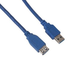 Кабел VCom USB 3.0A(м) към USB 3.0A(ж), син, 3m | JAR Computers VCom USB 3.0A(м) към USB 3.0A(ж) 3m CU302-3m