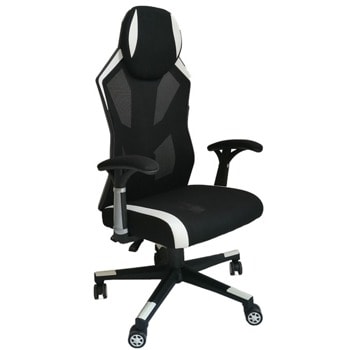 Геймърски стол RFG Soft Game, до 120 кг. макс тегло, текстил/меш, коригиране височина, газов амортисьор, черен/бял image