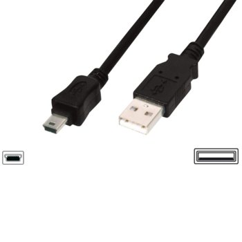 Кабел ASSMANN, USB A(м) към USB Mini B(м), 1.8m, черен image